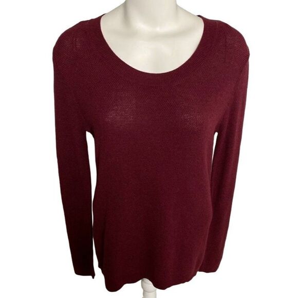 SO Burgundy Perfect Pullover Scoop Neck Waffle‎ Weave Top Sz Medium NEW - Picture 1 of 9